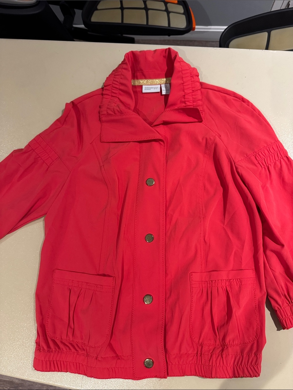 Zenergy by Chico’s coral color Utility Jacket with Snap Front